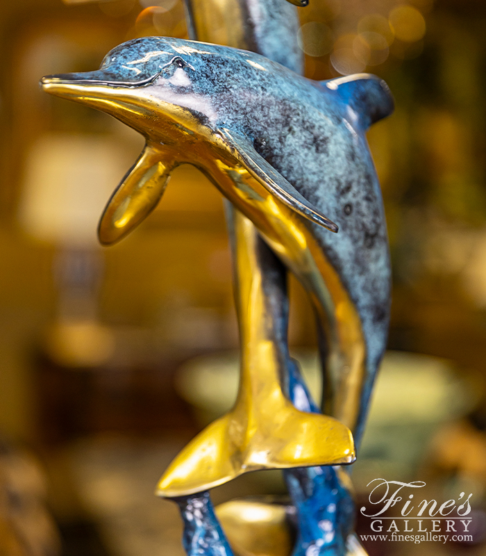 Bronze Statues  - Table Top Bronze Dolphin Statue - BS-1651